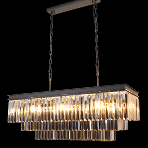 230v 40W E14 Smoke Crystal Rectangular Chandelier
